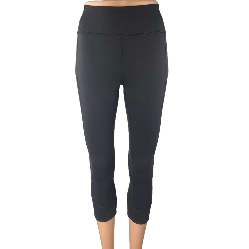 Lululemon In Movement Women's Black Crop Yoga Athletic Leggings Pants Size 4